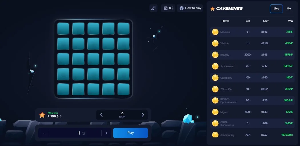 1win Mines online